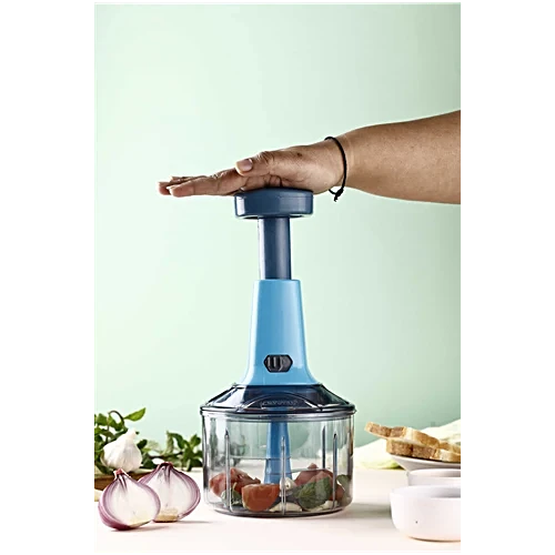 Crystal 800ml Hand Press Fruit and Vegetable Push Chopper/Cutter for Kitchen, Surgical Steel Blades, ABS Body - Image 3