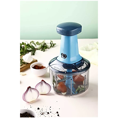 Crystal 800ml Hand Press Fruit and Vegetable Push Chopper/Cutter for Kitchen, Surgical Steel Blades, ABS Body