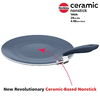 Hawkins Ceramic Nonstick Tava (ICT24) Tawa 23 cm diameter (Aluminium, Non-stick, Induction Bottom) - Image 3